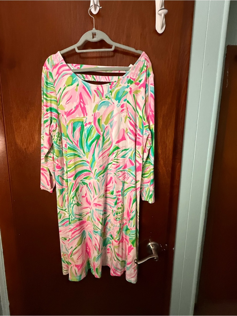 Lilly Pulitzer Pink & Green Tropical Midi Dress